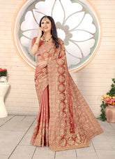 Saree in Dusty Peach Looking Lovely